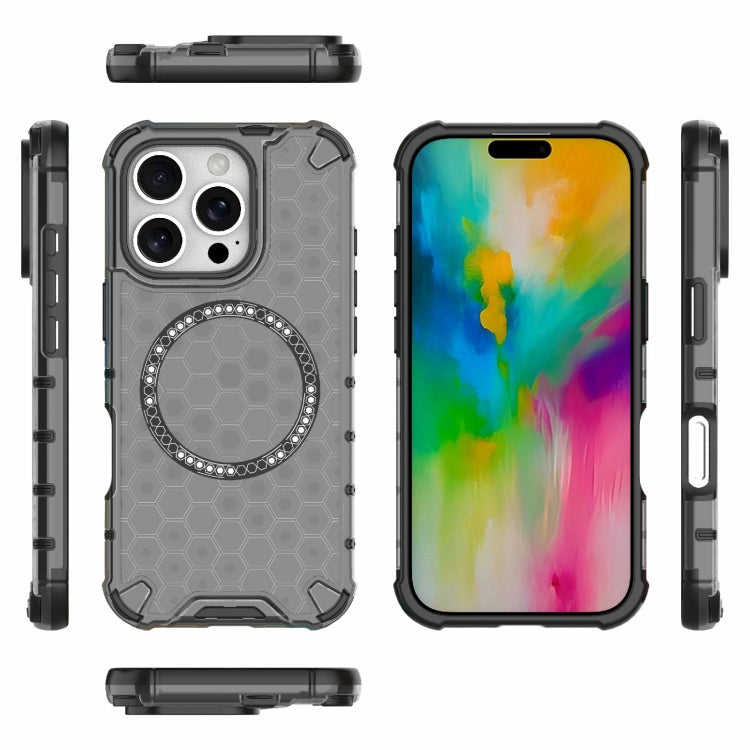 For iPhone 16 Pro Honeycomb Magnetic Ring Shockproof Phone Case(Black) - iPhone 16 Pro Cases by PMC Jewellery | Online Shopping South Africa | PMC Jewellery | Buy Now Pay Later Mobicred