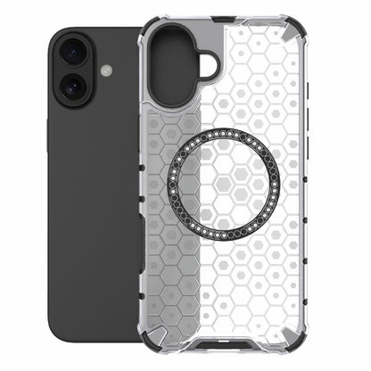 For iPhone 16 Plus Honeycomb Magnetic Ring Shockproof Phone Case(White) - iPhone 16 Plus Cases by PMC Jewellery | Online Shopping South Africa | PMC Jewellery | Buy Now Pay Later Mobicred