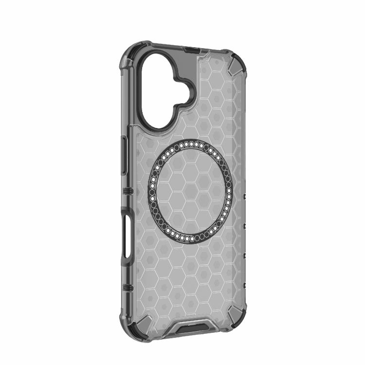 For iPhone 16 Honeycomb Magnetic Ring Shockproof Phone Case(Black) - iPhone 16 Cases by PMC Jewellery | Online Shopping South Africa | PMC Jewellery | Buy Now Pay Later Mobicred