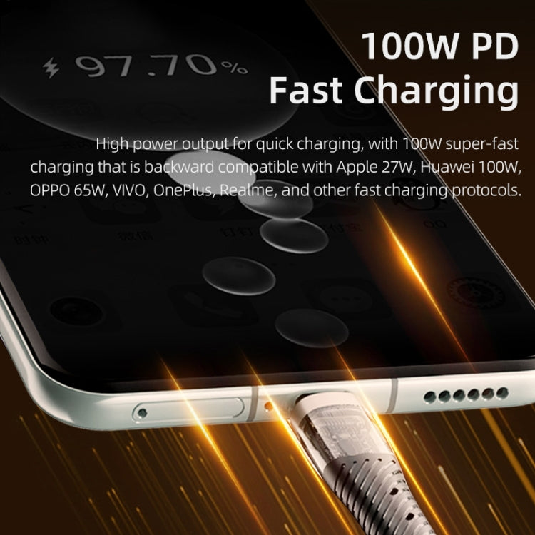 ROCK G20 Two to Three 5A USB+Type-C to 8 Pin+Type-C+Micro USB Fast Charging Data Cable, Length: 1.5m(Beige) - Multifunction Cable by ROCK | Online Shopping South Africa | PMC Jewellery | Buy Now Pay Later Mobicred