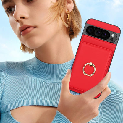 For Google Pixel 9 RFID Anti-theft Card Ring Holder Phone Case(Red) - Google Cases by PMC Jewellery | Online Shopping South Africa | PMC Jewellery | Buy Now Pay Later Mobicred