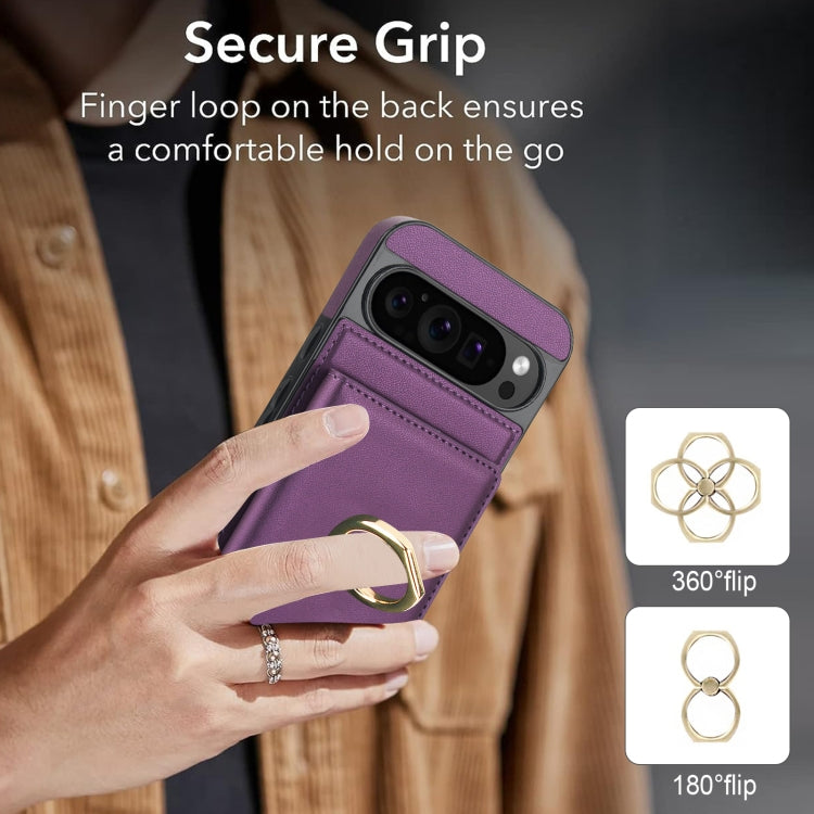 For Google Pixel 9 RFID Anti-theft Card Ring Holder Phone Case(Dark Purple) - Google Cases by PMC Jewellery | Online Shopping South Africa | PMC Jewellery | Buy Now Pay Later Mobicred