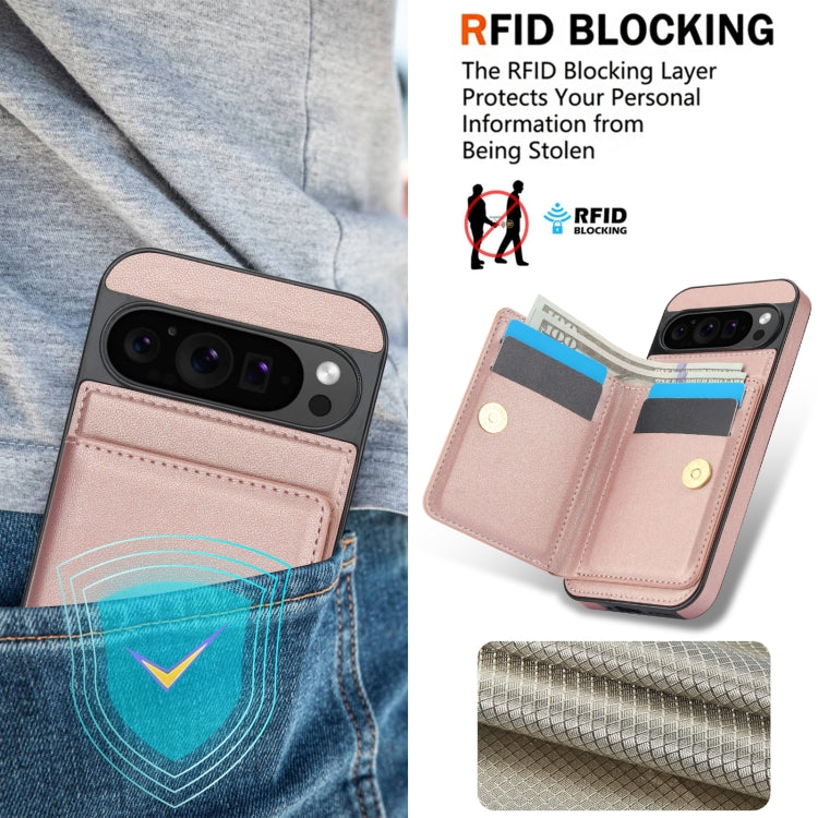 For Google Pixel 9 Pro XL RFID Anti-theft Card Ring Holder Phone Case(Rose Gold) - Google Cases by PMC Jewellery | Online Shopping South Africa | PMC Jewellery | Buy Now Pay Later Mobicred