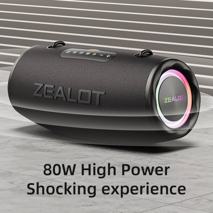 Zealot S87 80W Portable Outdoor Bluetooth Speaker with RGB Light(Black) - Waterproof Speaker by ZEALOT | Online Shopping South Africa | PMC Jewellery | Buy Now Pay Later Mobicred