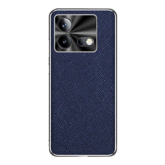 For vivo iQOO Neo8 Silver Edge Cross Texture PU Leather Phone Case(Sapphire Blue) - vivo Cases by PMC Jewellery | Online Shopping South Africa | PMC Jewellery | Buy Now Pay Later Mobicred