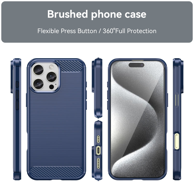 For iPhone 16 Pro Max Brushed Texture Carbon Fiber TPU Phone Case(Blue) - iPhone 16 Pro Max Cases by PMC Jewellery | Online Shopping South Africa | PMC Jewellery | Buy Now Pay Later Mobicred