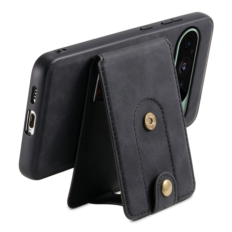 For Google Pixel 9 Denior D14 NK Retro Pattern MagSafe Magnetic Card Holder Leather Phone Case(Black) - Google Cases by Denior | Online Shopping South Africa | PMC Jewellery | Buy Now Pay Later Mobicred