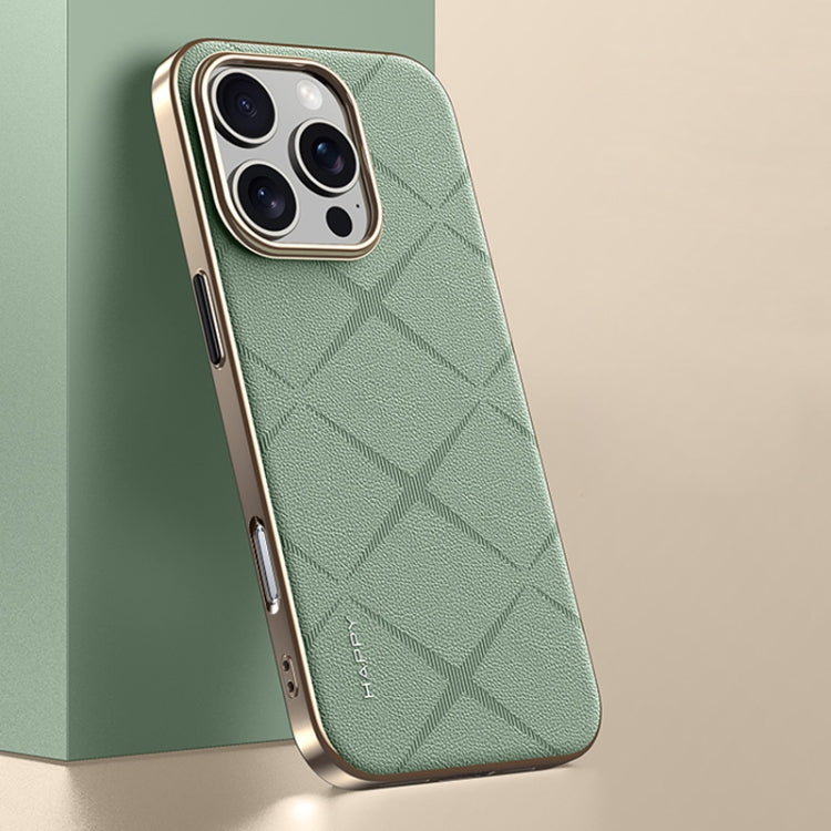 For iPhone 16 Pro Plain Leather PC Phone Case(Green) - iPhone 16 Pro Cases by PMC Jewellery | Online Shopping South Africa | PMC Jewellery | Buy Now Pay Later Mobicred