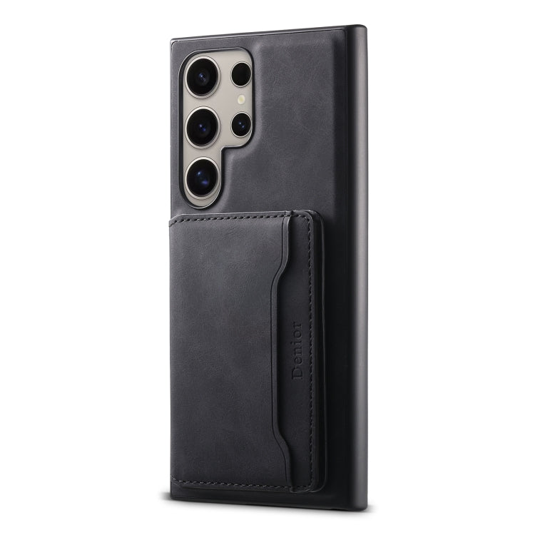 For Samsung Galaxy S24 Ultra 5G Denior D13 Retro Texture Leather MagSafe Card Bag Phone Case(Black) - Galaxy S24 Ultra 5G Cases by Denior | Online Shopping South Africa | PMC Jewellery | Buy Now Pay Later Mobicred