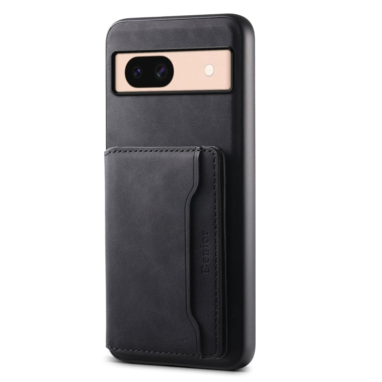 For Google Pixel 8a Denior D13 Retro Texture Leather MagSafe Card Bag Phone Case(Black) - Google Cases by Denior | Online Shopping South Africa | PMC Jewellery | Buy Now Pay Later Mobicred