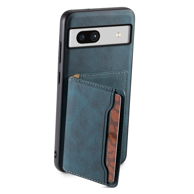 For Google Pixel 7a Denior D13 Retro Texture Leather MagSafe Card Bag Phone Case(Blue) - Google Cases by Denior | Online Shopping South Africa | PMC Jewellery | Buy Now Pay Later Mobicred