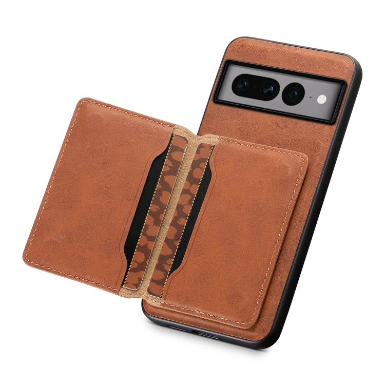 For Google Pixel 7 Pro 5G Denior D13 Retro Texture Leather MagSafe Card Bag Phone Case(Brown) - Google Cases by Denior | Online Shopping South Africa | PMC Jewellery | Buy Now Pay Later Mobicred