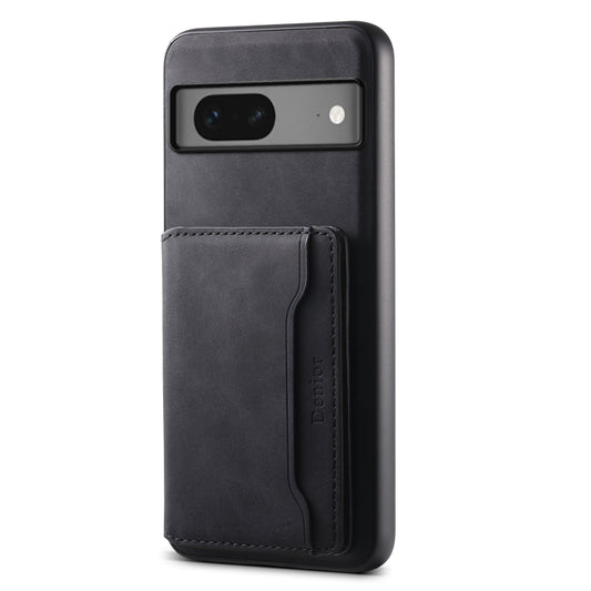 For Google Pixel 7 5G Denior D13 Retro Texture Leather MagSafe Card Bag Phone Case(Black) - Google Cases by Denior | Online Shopping South Africa | PMC Jewellery | Buy Now Pay Later Mobicred