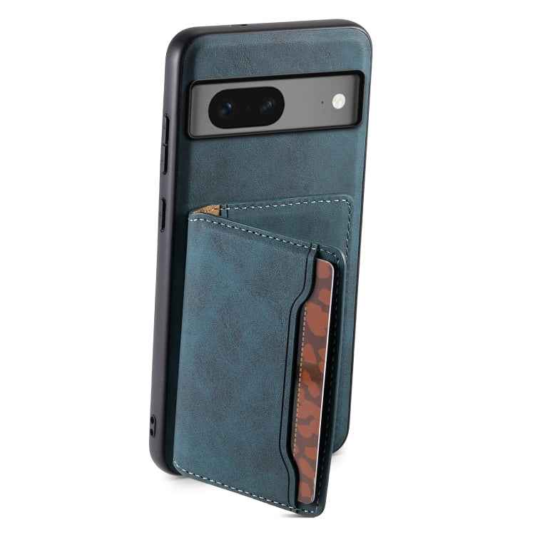 For Google Pixel 7 5G Denior D13 Retro Texture Leather MagSafe Card Bag Phone Case(Blue) - Google Cases by Denior | Online Shopping South Africa | PMC Jewellery | Buy Now Pay Later Mobicred