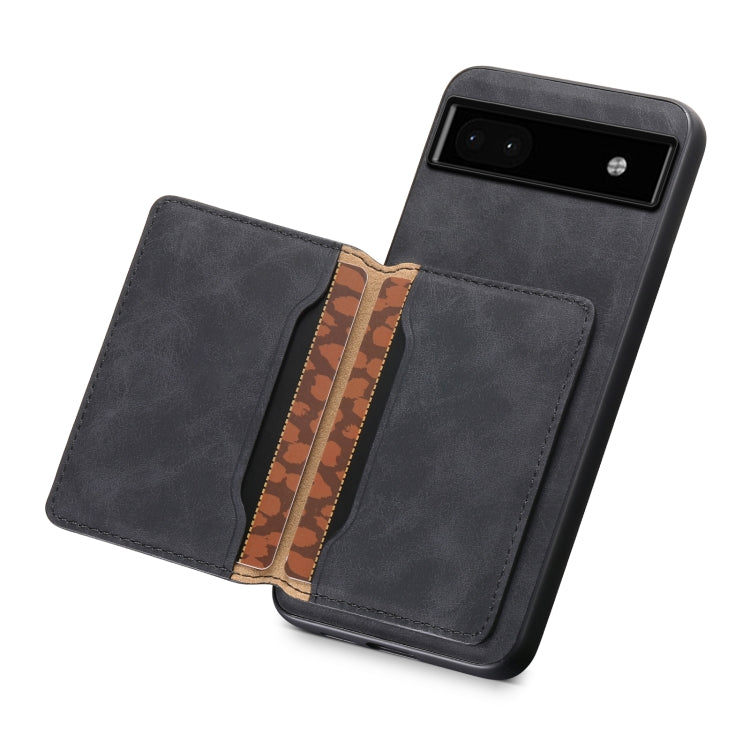 For Google Pixel 6a Denior D13 Retro Texture Leather MagSafe Card Bag Phone Case(Black) - Google Cases by Denior | Online Shopping South Africa | PMC Jewellery | Buy Now Pay Later Mobicred