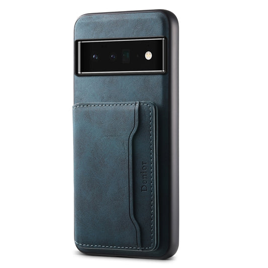 For Google Pixel 6 Pro Denior D13 Retro Texture Leather MagSafe Card Bag Phone Case(Blue) - Google Cases by Denior | Online Shopping South Africa | PMC Jewellery | Buy Now Pay Later Mobicred