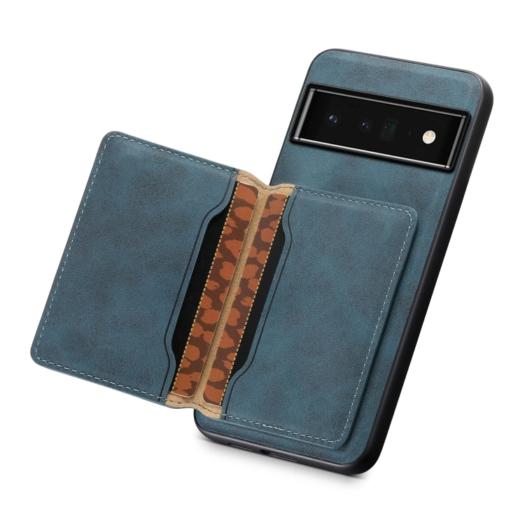 For Google Pixel 6 Pro Denior D13 Retro Texture Leather MagSafe Card Bag Phone Case(Blue) - Google Cases by Denior | Online Shopping South Africa | PMC Jewellery | Buy Now Pay Later Mobicred