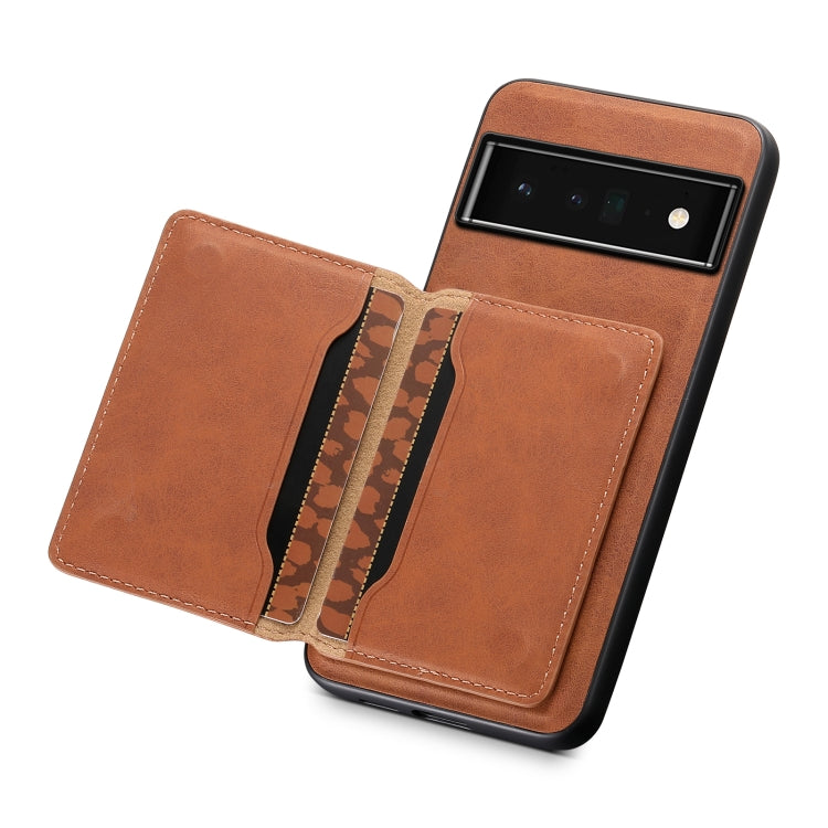 For Google Pixel 6 Pro Denior D13 Retro Texture Leather MagSafe Card Bag Phone Case(Brown) - Google Cases by Denior | Online Shopping South Africa | PMC Jewellery | Buy Now Pay Later Mobicred