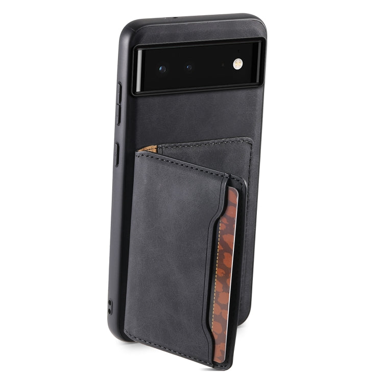 For Google Pixel 6 Denior D13 Retro Texture Leather MagSafe Card Bag Phone Case(Black) - Google Cases by Denior | Online Shopping South Africa | PMC Jewellery | Buy Now Pay Later Mobicred