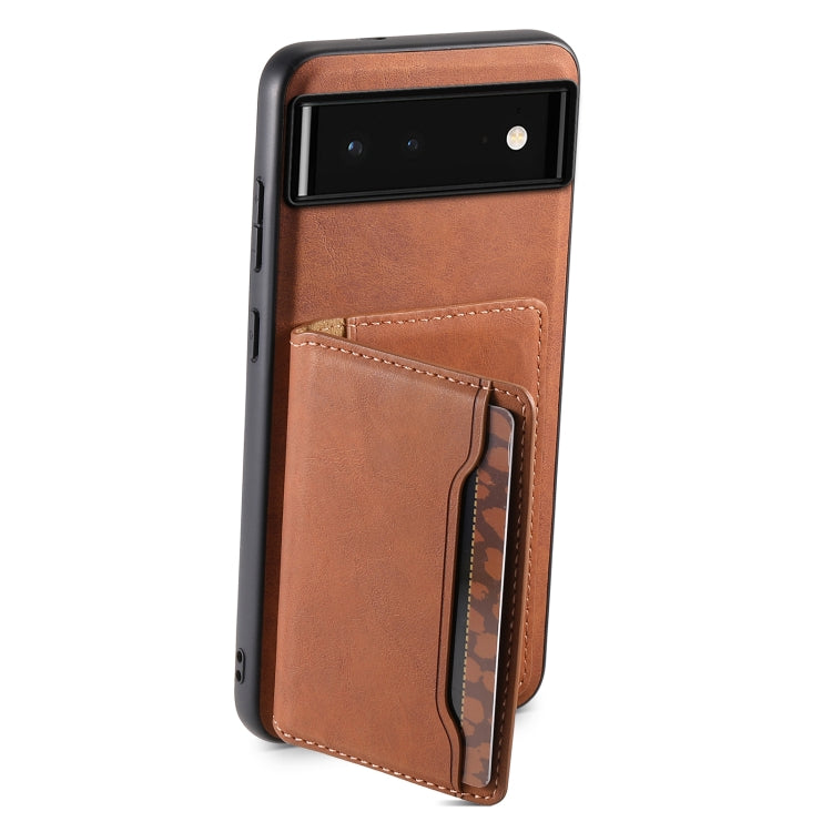 For Google Pixel 6 Denior D13 Retro Texture Leather MagSafe Card Bag Phone Case(Brown) - Google Cases by Denior | Online Shopping South Africa | PMC Jewellery | Buy Now Pay Later Mobicred