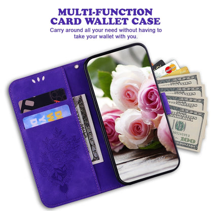 For iPhone SE 2024 Butterfly Rose Embossed Leather Phone Case(Purple) - More iPhone Cases by PMC Jewellery | Online Shopping South Africa | PMC Jewellery | Buy Now Pay Later Mobicred