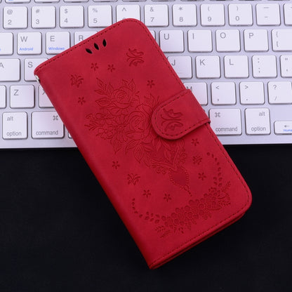 For iPhone SE 2024 Butterfly Rose Embossed Leather Phone Case(Red) - More iPhone Cases by PMC Jewellery | Online Shopping South Africa | PMC Jewellery | Buy Now Pay Later Mobicred