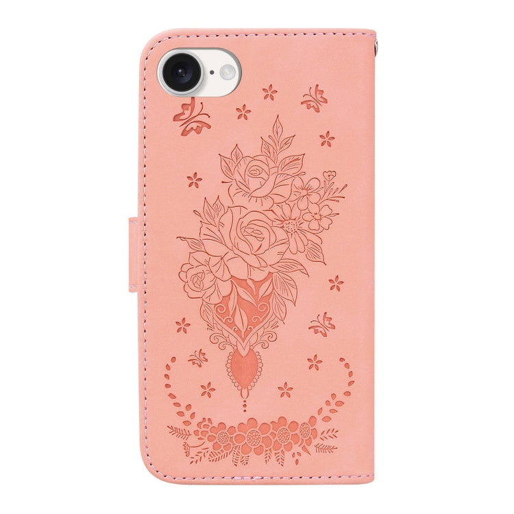 For iPhone SE 2024 Butterfly Rose Embossed Leather Phone Case(Pink) - More iPhone Cases by PMC Jewellery | Online Shopping South Africa | PMC Jewellery | Buy Now Pay Later Mobicred