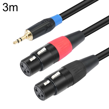 TC195BUXK107RE 3.5mm Male to Dual XLR 3pin Female Audio Cable, Length:3m(Black) - Microphone Audio Cable & Connector by PMC Jewellery | Online Shopping South Africa | PMC Jewellery | Buy Now Pay Later Mobicred