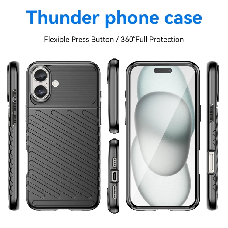 For iPhone 16 Plus Thunderbolt Shockproof Soft TPU Phone Case(Black) - iPhone 16 Plus Cases by PMC Jewellery | Online Shopping South Africa | PMC Jewellery | Buy Now Pay Later Mobicred