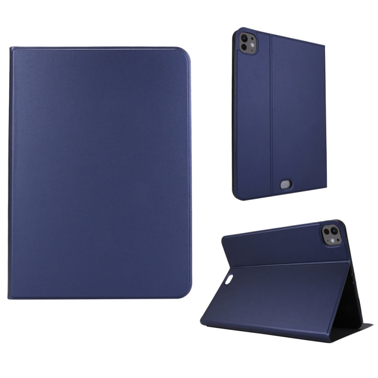 For iPad Pro 11 2024 Stretch Voltage Plain Leather Smart Tablet Case(Dark Blue) - iPad Pro 11 2024 Cases by PMC Jewellery | Online Shopping South Africa | PMC Jewellery | Buy Now Pay Later Mobicred