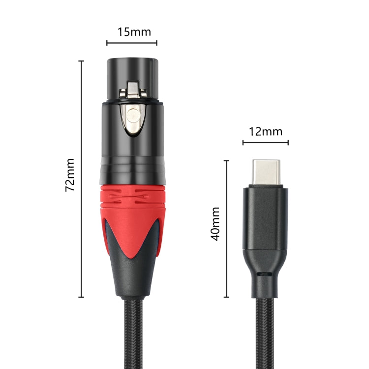 TY03RE Type-C Male to XLR Female Audio Cable for Dynamic Microphone, Length:3m(Black) - Microphone Audio Cable & Connector by PMC Jewellery | Online Shopping South Africa | PMC Jewellery | Buy Now Pay Later Mobicred