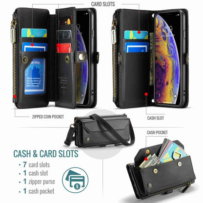 For iPhone XS / X CaseMe C36 Card Slots Zipper Wallet RFID Anti-theft Leather Phone Case(Black) - More iPhone Cases by CaseMe | Online Shopping South Africa | PMC Jewellery | Buy Now Pay Later Mobicred