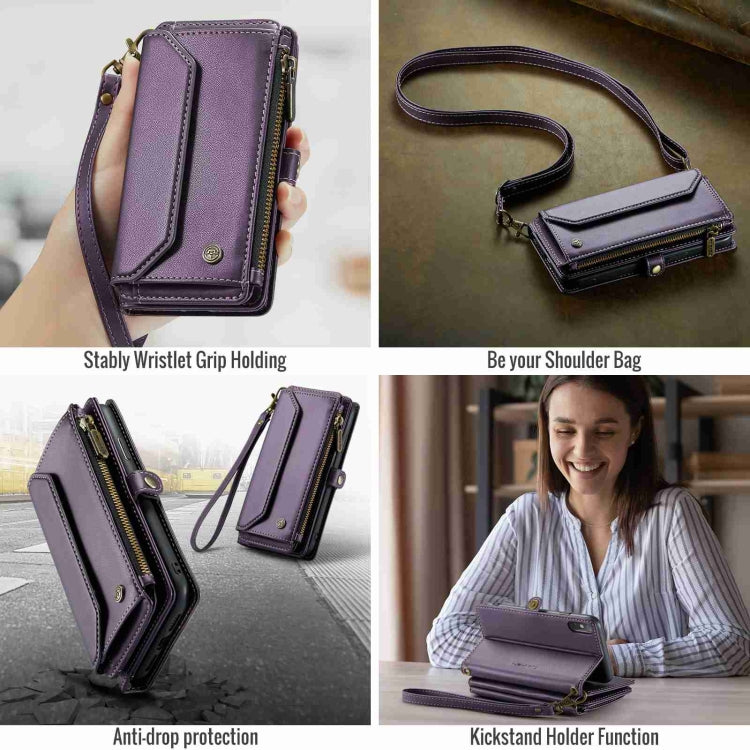 For iPhone XS Max CaseMe C36 Card Slots Zipper Wallet RFID Anti-theft Leather Phone Case(Purple) - More iPhone Cases by CaseMe | Online Shopping South Africa | PMC Jewellery | Buy Now Pay Later Mobicred