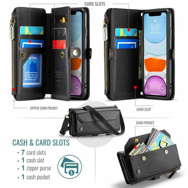 For iPhone 11 CaseMe C36 Card Slots Zipper Wallet RFID Anti-theft Leather Phone Case(Black) - iPhone 11 Cases by CaseMe | Online Shopping South Africa | PMC Jewellery | Buy Now Pay Later Mobicred