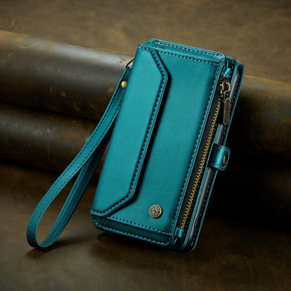 For iPhone 12 Pro Max CaseMe C36 Card Slots Zipper Wallet RFID Anti-theft Leather Phone Case(Blue-green) - iPhone 12 Pro Max Cases by CaseMe | Online Shopping South Africa | PMC Jewellery | Buy Now Pay Later Mobicred