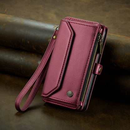 For iPhone 12 CaseMe C36 Card Slots Zipper Wallet RFID Anti-theft Leather Phone Case(Wine Red) - iPhone 12 / 12 Pro Cases by CaseMe | Online Shopping South Africa | PMC Jewellery | Buy Now Pay Later Mobicred