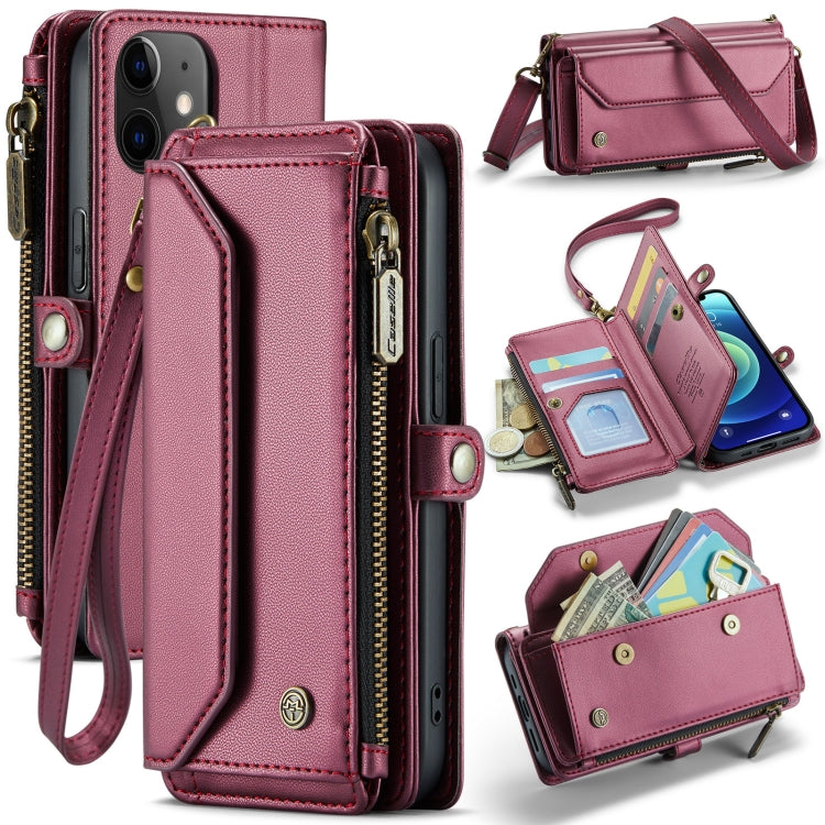 For iPhone 12 mini CaseMe C36 Card Slots Zipper Wallet RFID Anti-theft Leather Phone Case(Wine Red) - iPhone 12 mini Cases by CaseMe | Online Shopping South Africa | PMC Jewellery | Buy Now Pay Later Mobicred