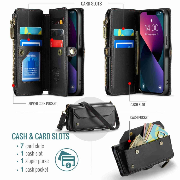 For iPhone 13 mini CaseMe C36 Card Slots Zipper Wallet RFID Anti-theft Leather Phone Case(Black) - iPhone 13 mini Cases by CaseMe | Online Shopping South Africa | PMC Jewellery | Buy Now Pay Later Mobicred