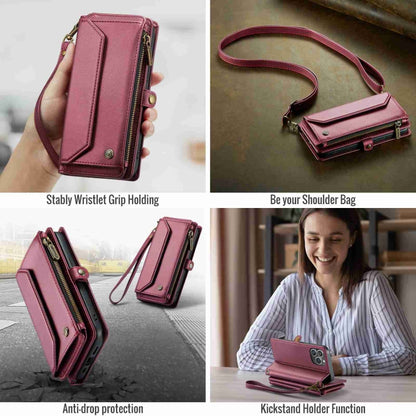 For iPhone 13 Pro CaseMe C36 Card Slots Zipper Wallet RFID Anti-theft Leather Phone Case(Wine Red) - iPhone 13 Pro Cases by CaseMe | Online Shopping South Africa | PMC Jewellery | Buy Now Pay Later Mobicred