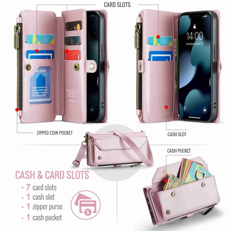 For iPhone 13 Pro Max CaseMe C36 Card Slots Zipper Wallet RFID Anti-theft Leather Phone Case(Pink) - iPhone 13 Pro Max Cases by CaseMe | Online Shopping South Africa | PMC Jewellery | Buy Now Pay Later Mobicred