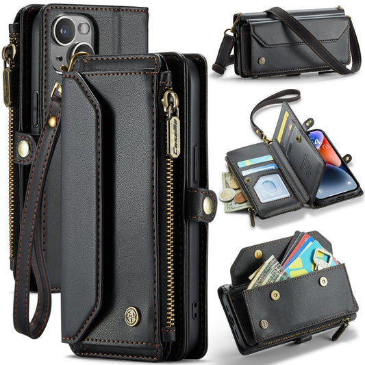 For iPhone 14 Plus CaseMe C36 Card Slots Zipper Wallet RFID Anti-theft Leather Phone Case(Black) - iPhone 14 Plus Cases by CaseMe | Online Shopping South Africa | PMC Jewellery | Buy Now Pay Later Mobicred