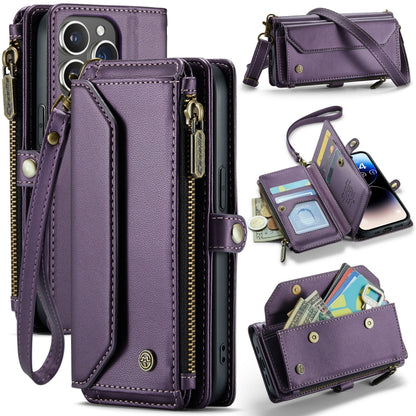 For iPhone 14 Pro CaseMe C36 Card Slots Zipper Wallet RFID Anti-theft Leather Phone Case(Purple) - iPhone 14 Pro Cases by CaseMe | Online Shopping South Africa | PMC Jewellery | Buy Now Pay Later Mobicred