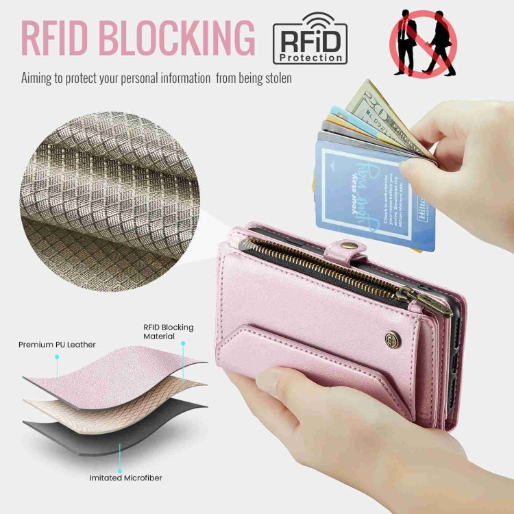 For iPhone 8 / 7 / 6 CaseMe C36 Card Slots Zipper Wallet RFID Anti-theft Leather Phone Case(Pink) - More iPhone Cases by CaseMe | Online Shopping South Africa | PMC Jewellery | Buy Now Pay Later Mobicred