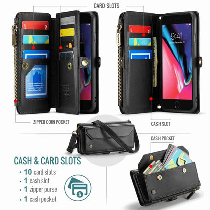 For iPhone 8 Plus / 7 Plus / 6 Plus CaseMe C36 Card Slots Zipper Wallet RFID Anti-theft Leather Phone Case(Black) - More iPhone Cases by CaseMe | Online Shopping South Africa | PMC Jewellery | Buy Now Pay Later Mobicred