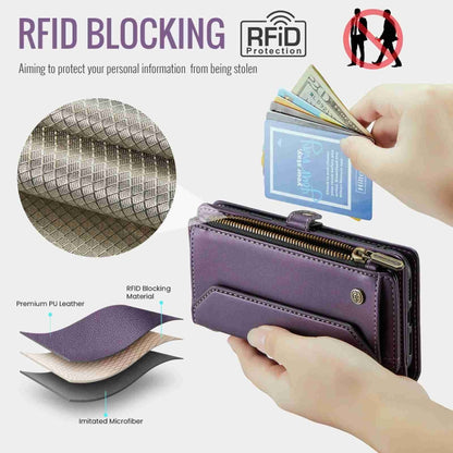 For iPhone 8 Plus / 7 Plus / 6 Plus CaseMe C36 Card Slots Zipper Wallet RFID Anti-theft Leather Phone Case(Purple) - More iPhone Cases by CaseMe | Online Shopping South Africa | PMC Jewellery | Buy Now Pay Later Mobicred