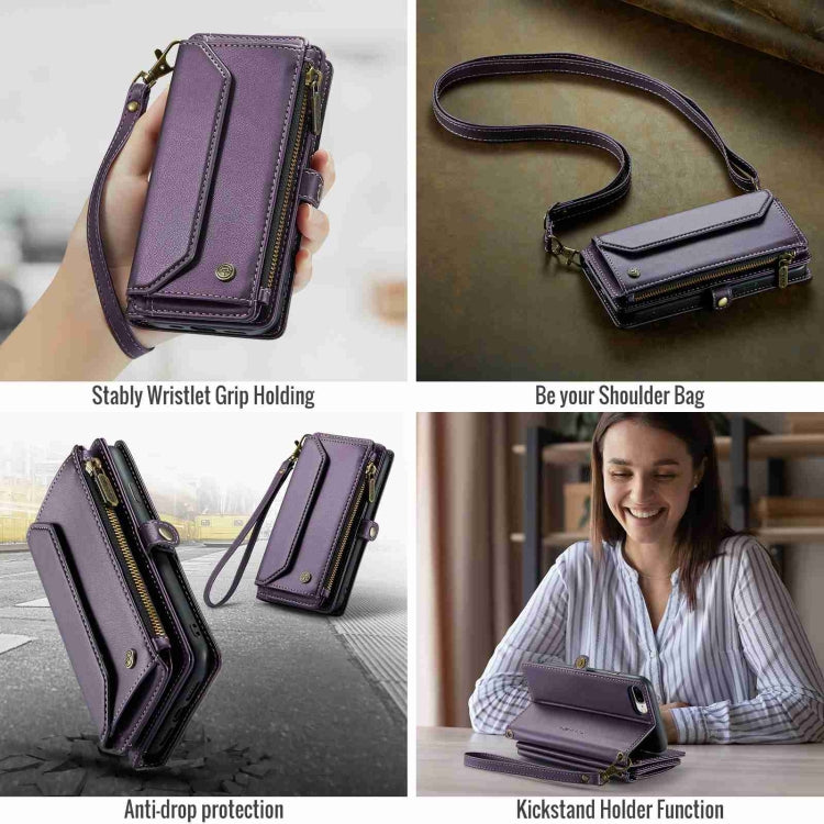 For iPhone 8 Plus / 7 Plus / 6 Plus CaseMe C36 Card Slots Zipper Wallet RFID Anti-theft Leather Phone Case(Purple) - More iPhone Cases by CaseMe | Online Shopping South Africa | PMC Jewellery | Buy Now Pay Later Mobicred