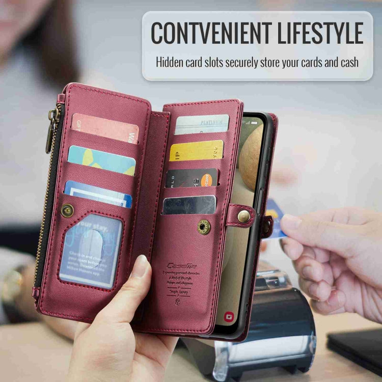 For Samsung Galaxy A12 5G CaseMe C36 Card Slots Zipper Wallet RFID Anti-theft Leather Phone Case(Wine Red) - Galaxy Phone Cases by CaseMe | Online Shopping South Africa | PMC Jewellery | Buy Now Pay Later Mobicred