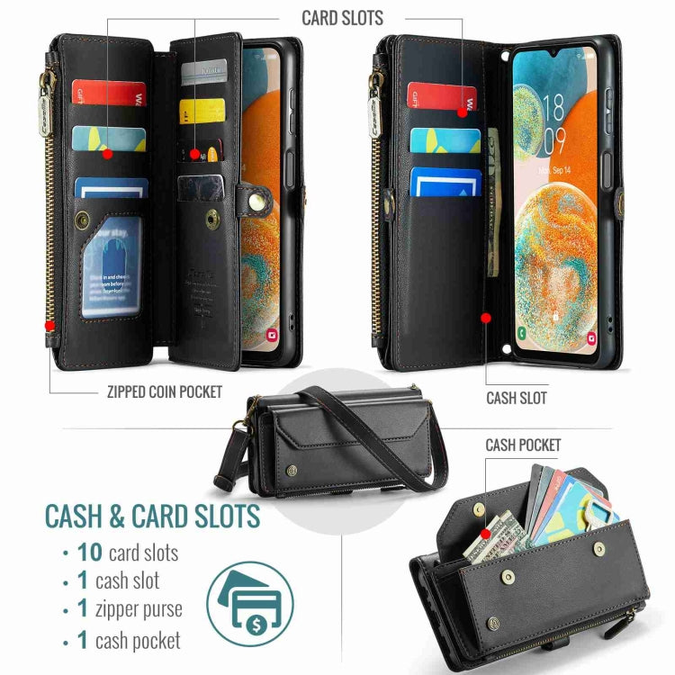 For Samsung Galaxy A23 CaseMe C36 Card Slots Zipper Wallet RFID Anti-theft Leather Phone Case(Black) - Galaxy Phone Cases by CaseMe | Online Shopping South Africa | PMC Jewellery | Buy Now Pay Later Mobicred