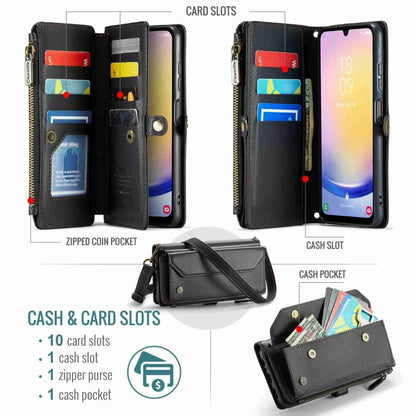 For Samsung Galaxy A25 CaseMe C36 Card Slots Zipper Wallet RFID Anti-theft Leather Phone Case(Black) - Galaxy Phone Cases by CaseMe | Online Shopping South Africa | PMC Jewellery | Buy Now Pay Later Mobicred