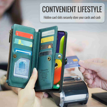 For Samsung Galaxy A30s / A50s / A50 CaseMe C36 Card Slots Zipper Wallet RFID Anti-theft Leather Phone Case(Blue-green) - Galaxy Phone Cases by CaseMe | Online Shopping South Africa | PMC Jewellery | Buy Now Pay Later Mobicred